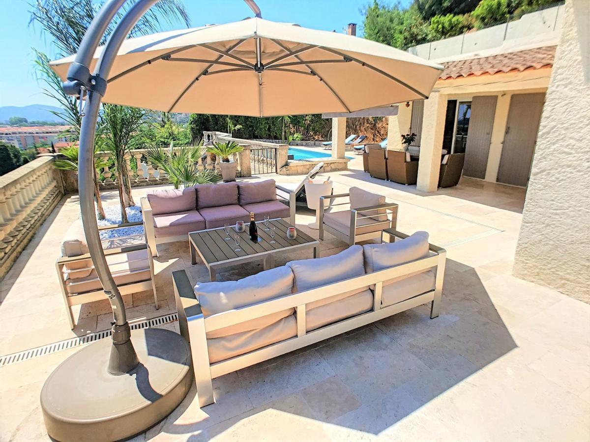 3 Bedrooms Villa Near Cannes - Pool & Jacuzzi - Sea View Мандельё-ла-Напуль Экстерьер фото